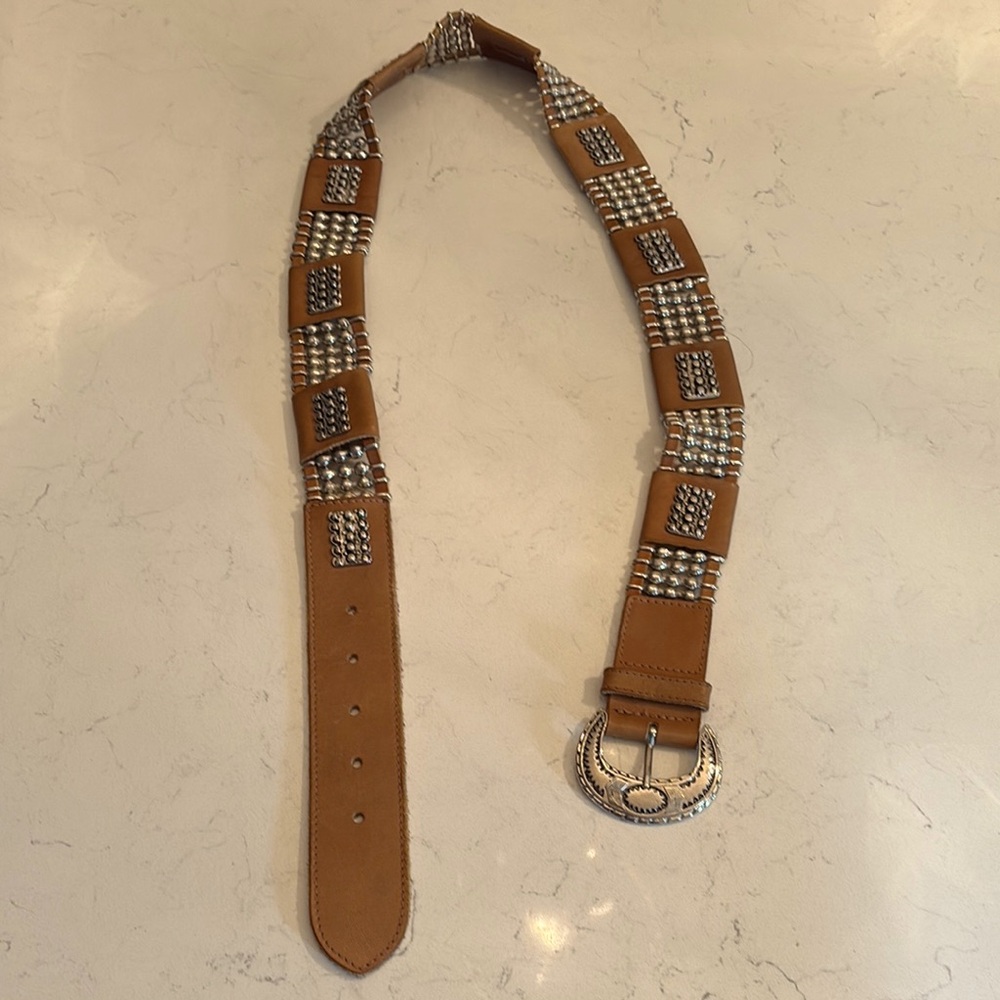 Chicos Silver and Tan Beaded Women's Belt
